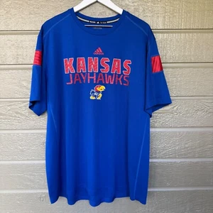 University of Kansas KU Jayhawks T Shirt Adidas Mens 2XL Blue ClimaLite - Picture 1 of 9