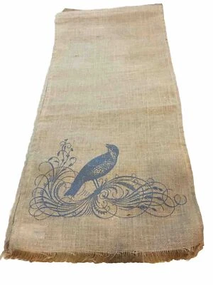 Thro by Marlo Lorenz Burlap Bird Glitter Table Runner 14" X 72" EUC - Image 1 of 4
