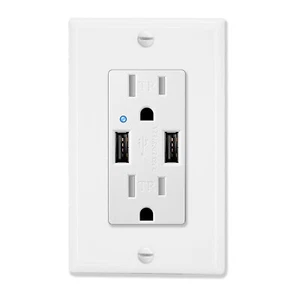 4.2A Dual USB Outlet Receptacle TR Tamper Resistant Wall Socket Charger UL White - Picture 1 of 12