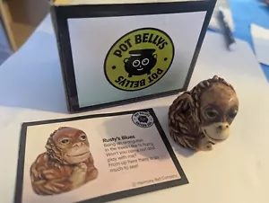 2001 Harmony Kingdom Ball,Pot Bellys "Rusty" statuina orango con scatola - Foto 1 di 5