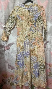 BERSHIRE B-Tween Vintage 70s Long A-Line Dress Long Sleeve Floral Multicolor - Picture 1 of 13