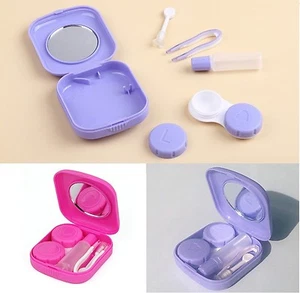 Kit de viaje para lentes de contacto estuche-espejo pinzas y solución juego de almacenamiento para lentes - Imagen 1 de 7