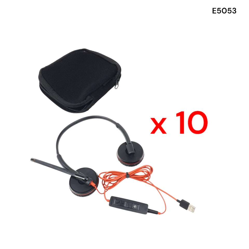 Plantronics C3225T Dual Headset C3200 Detachable USB Adapter Case Lot 10 E5053 - Image 1 of 4