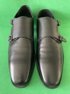 RED TAPE, scarpe formali uomo pelle nera stile monaco, taglia 9, ottime condizioni - Foto 1 di 8