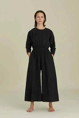 Black Crane Wool/Blend Black Wide Leg Culotte Jumpsuit Size S NWOT - Image 1 of 3