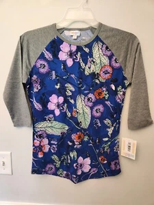 New LuLaRoe Women's Size XS Extra Small RANDY Bright Flowers Blue Purple - Picture 1 of 5