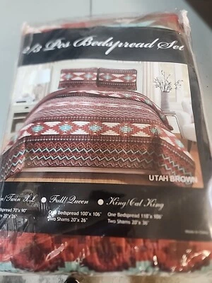 Rustic Southwestern Quilt Stitched Western Bedspread Bedding Set with Tribal ... - Image 1 of 4