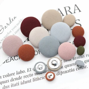 10Pcs Metal Buttons Fabric Covered Round Dress Shirt DIY Sewing Buttons Tool - Picture 1 of 24