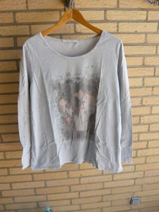 MONARI, T-Shirt, Gr.46, Langarm, bräunlich gebatikt, paillettiert, hellgrau, - Bild 1 von 2
