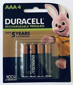 Duracell Rechargeable Batteries AAA 900 mAh (1 Pack of 4) NEW/SEALED *** Genuine