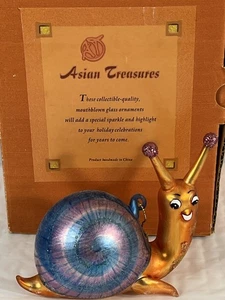 Slawische asiatische Schätze Slowpoke Schnecke Glas Weihnachtsschmuck mit Box AT-100 - Bild 1 von 8