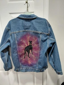 Vintage Y2K Airbrush Levi's Jeansjacke Hund Windhund oder Dobermann Medium - Bild 1 von 4