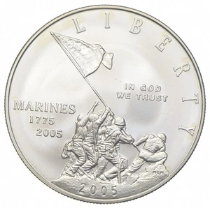2005-P Unc US Marines Commemorative Silver Dollar $1 *4786 - Picture 1 of 3