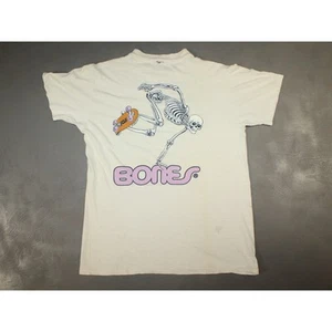 T-shirt skate vintage Bones Brigade Powell Perala anni 80 scheletro punto singolo med - Foto 1 di 15
