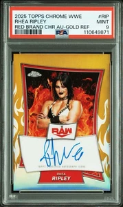 2025 Topps Chrome WWE Rhea Ripley /50 On Card Auto Gold PSA 9 - Bild 1 von 2