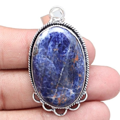 Colgante de piedras preciosas de sodalita regalo para su joyería de plata 2,25" Foto 1 de 4