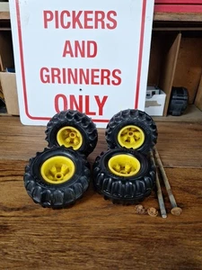 Tonka Roadgrader 4 Rear Tires and 2 Axles For Parts - Picture 1 of 7