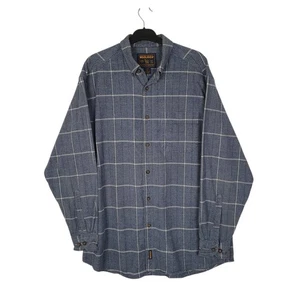 WOOLRICH Blue Check Shirt Thick Flannel Chamois Long Sleeve Cotton Mens L - Picture 1 of 4