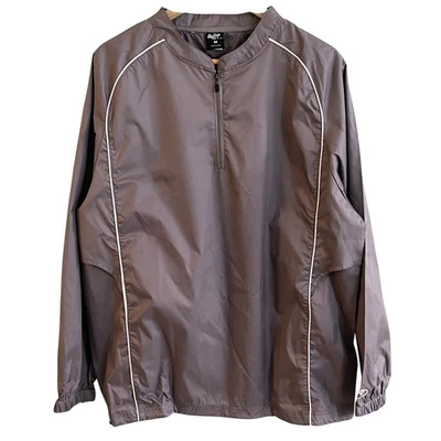 Rawlings Ropa Atlética Gris Cuarto Cremallera Lluvia Rompevientos Cincha Mediana Para Hombre Foto 1 de 4