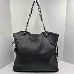 Tory Burch Marion Slouchy borsa a tracolla in pelle catena borsa nera - Foto 1 di 16
