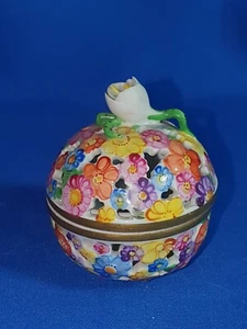 Herend Porcelain Openwork Floral Bud Bonbonniere / Pot Pourri Dish - Picture 1 of 9