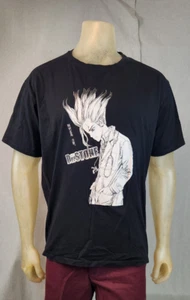 Dr Stone Black XL XLARGE Crew Neck Short Sleeve Graphic Print T Shirt Top USED - Picture 1 of 6