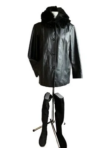 MONTES EchtLederjacke 44 Schwarz, m.abn.Fellkragen,Halbmantel,castig geschnitten - Bild 1 von 20