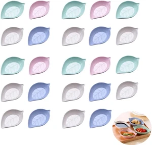 24 Pack Leaf Shape Sauce Dish, Sauce Dipping Bowls Wheat Straw Soy Sauce Dishes, - Picture 1 of 6