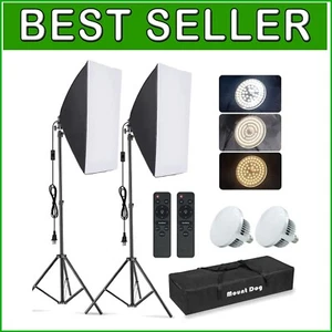 Professional Softbox Lighting Kit with 2 LED Bulbs & Remote Control for Photo... - Picture 1 of 8
