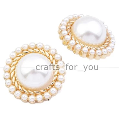 6PCS PEARL METAL SHANK BUTTONS 15MM-25MM TAILOR CLOTHING SEWING CRAFT DECOR DIY - Image 1 of 4