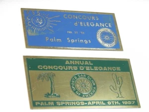 2 HTF Vintage 1956-7 PALM SPRINGS SCCA Concours d'Elegance Dash Emblems Badges - Picture 1 of 8