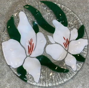 Piatto fiori in vetro fuso studio artista Sydenstricker vintage - Foto 1 di 7