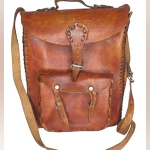 Bolso de Hombro Hecho a Mano Cuero Rústico Hipster Cartera Bandolera Tostado Oscuro - Imagen 1 de 7