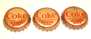 Vintage Lot 3 Coke King Size Cork Lined Soda Bottle Caps Coca-Cola Dubuque, Iowa - Picture 1 of 6