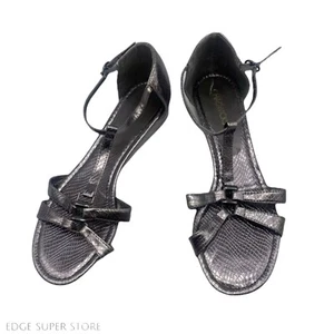 Chadwicks Metallic dunkelsilber Schlangenmuster T-Riemen Keilabsatz Sandalen Größe 9,5 - Bild 1 von 6