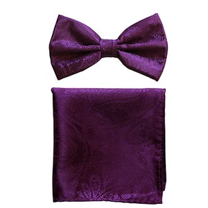 Nueva pajarita formal de poliéster para hombre preatada_hankie cachemira púrpura boda - Imagen 1 de 3