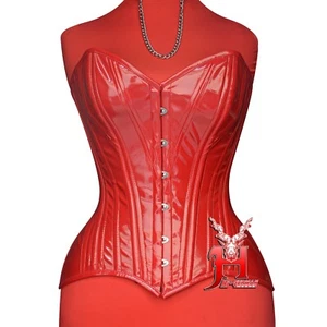 Sweetheart Shape Double Steel Boned Full Bust Waist Trainer Red PVC Corset Hi-02 - Picture 1 of 13