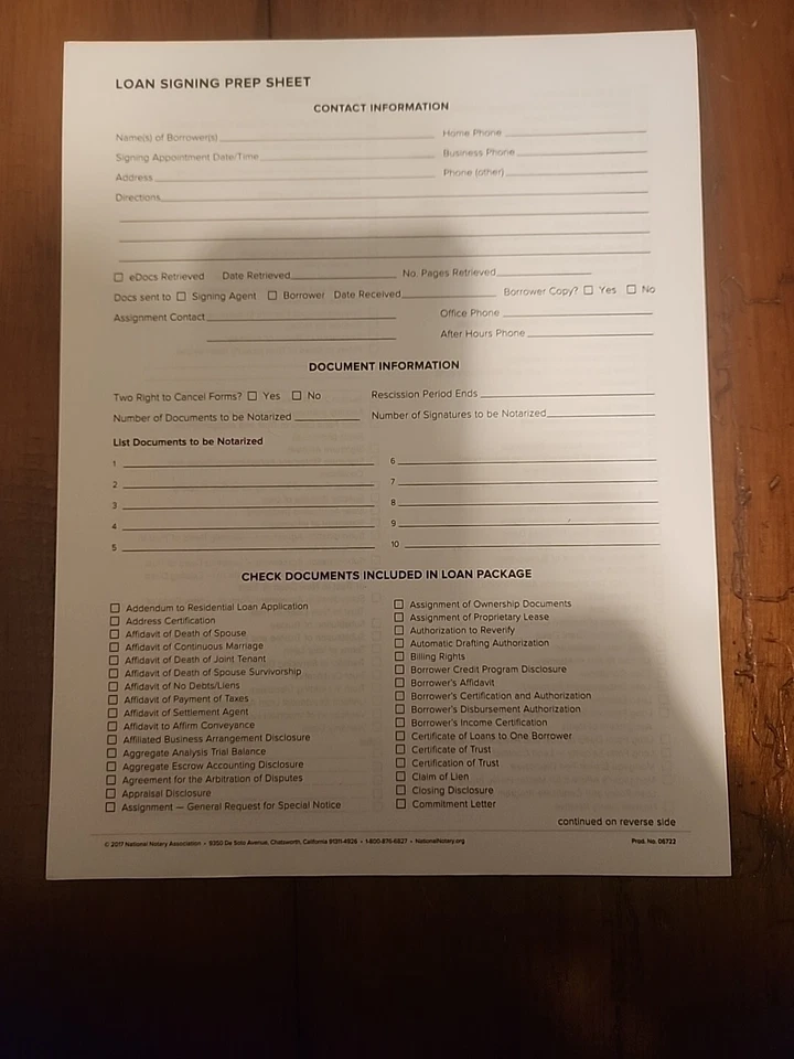 Loan Signing Prep Sheets, 25 Sheets - Image 1 of 1
