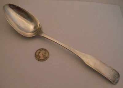 Moneda de plata del período federal firmada por WH de 9 1/4" cuchara para servir de mesa gota única 1800 Foto 1 de 4