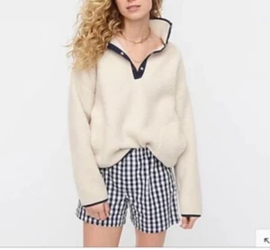 J.crew maglione pile vintage donna colore beige polare taglia 2xl - Foto 1 di 13