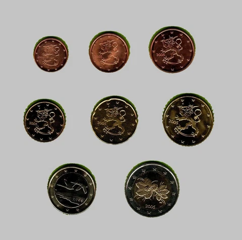 Finland 2005 euro set from 1 cent up to 2 euro (total 8 coins)  UNC Cover