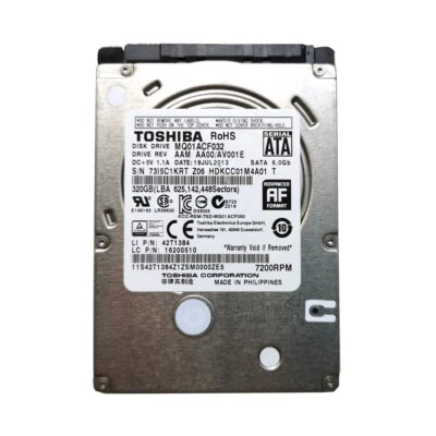 Toshiba 320GB MQ01ACF032 7200RPM 16MB SATA 2.5" Laptop HDD Hard Disk Drive - Image 1 of 4