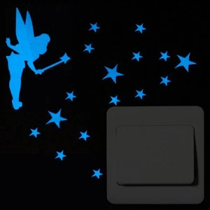 Blue Glow in the Dark Fairy with Stars Wall / Outlet Sticker, Wall Decal, Art - Picture 1 of 1