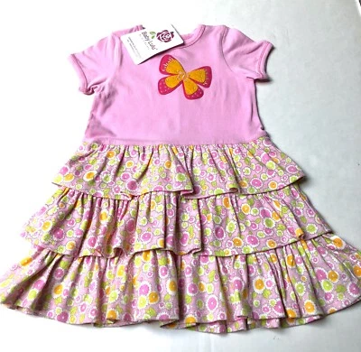 New Baby Lulu Boutique Brand Girls Thora Ruffle Dress~Size 3T~Butterfly Appliqué - Image 1 of 3