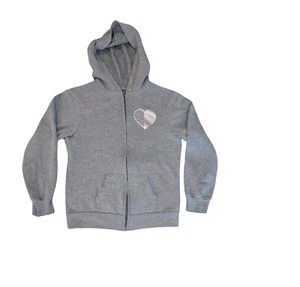 Girls Gray "Love" Hooded  Long sleeve Sweatshirt Size Large 14.5/16.5 Total Girl - Picture 1 of 5