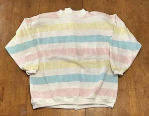 Vintage 80s Energie Bi Currents Sweatshirt Medium Striped Easter - Picture 1 of 6