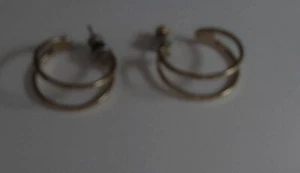 Vintage Gold-tone Double Circle Earrings 3/4"D - Picture 1 of 2