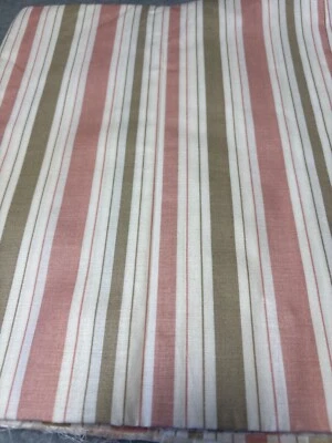 Vintage Concord Fabrics Pink & Taupe Striped Cotton Fabric 1/2 yard x 45" - Image 1 of 4