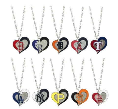MLB Swirl Heart Team Necklace - Pick Your Team Cover