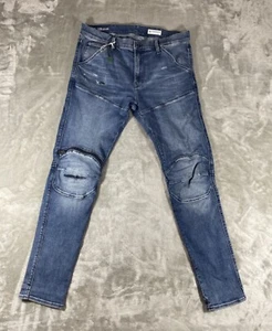 G Star Raw 5620 3D Slim Jeans Men's 35x34 Blue Denim Zip Double Knee Stretch - Picture 1 of 14